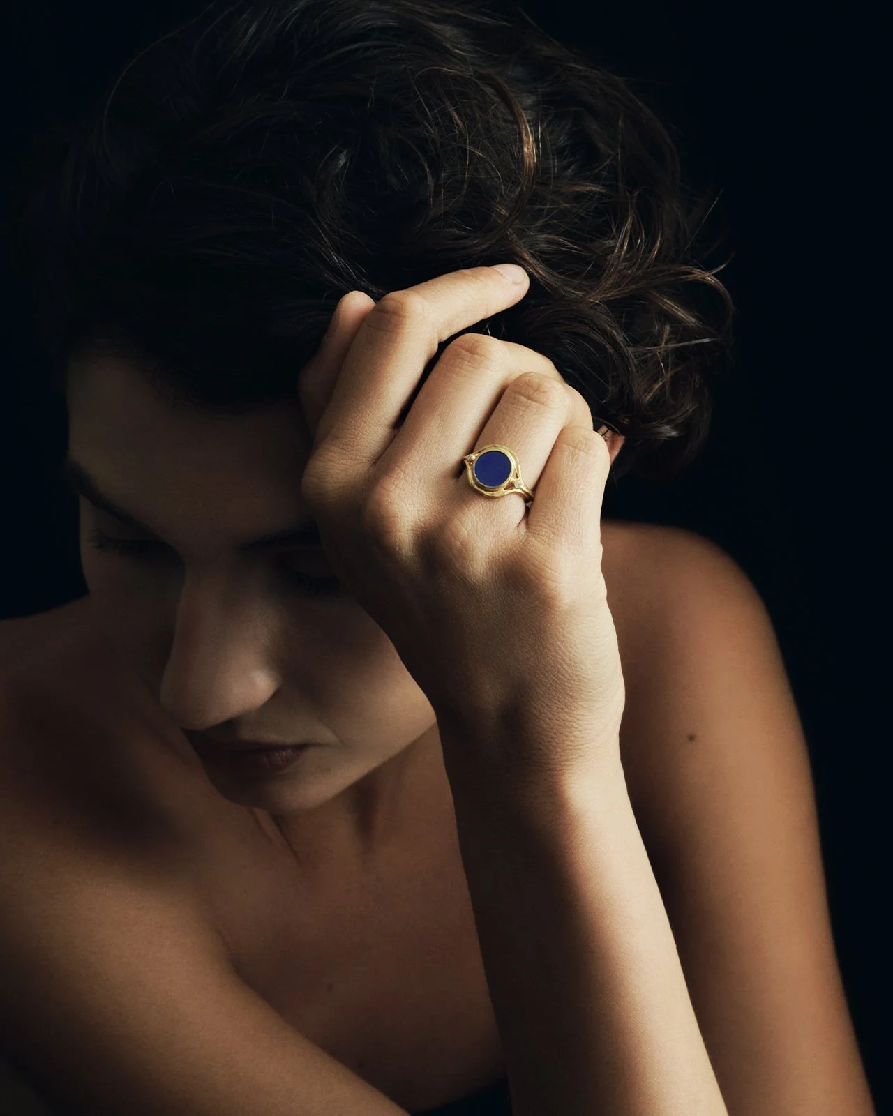 Tyana Ring Lapis Diamond Solid Gold - Image 3
