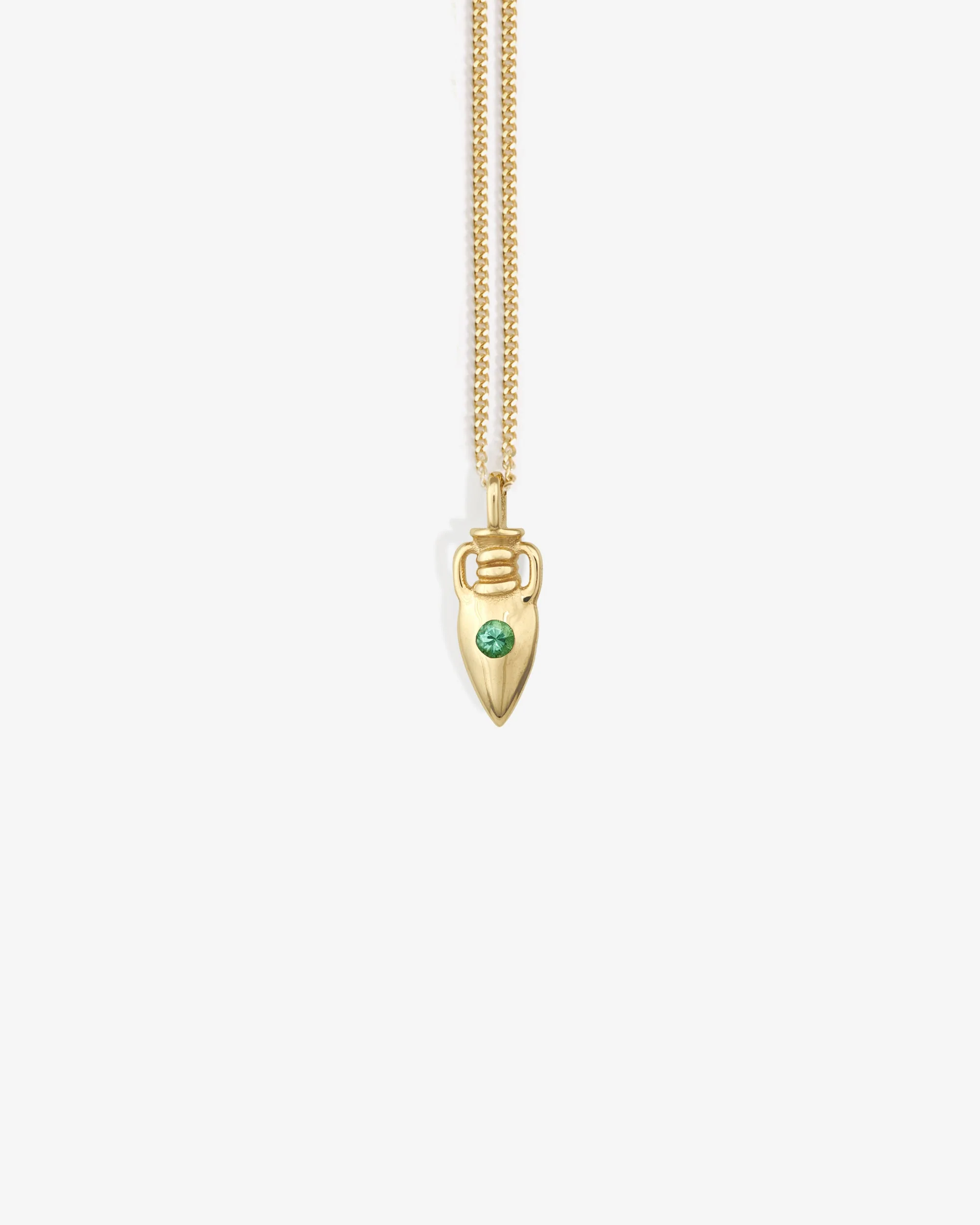 Urn Necklace Emerald Solid Gold
